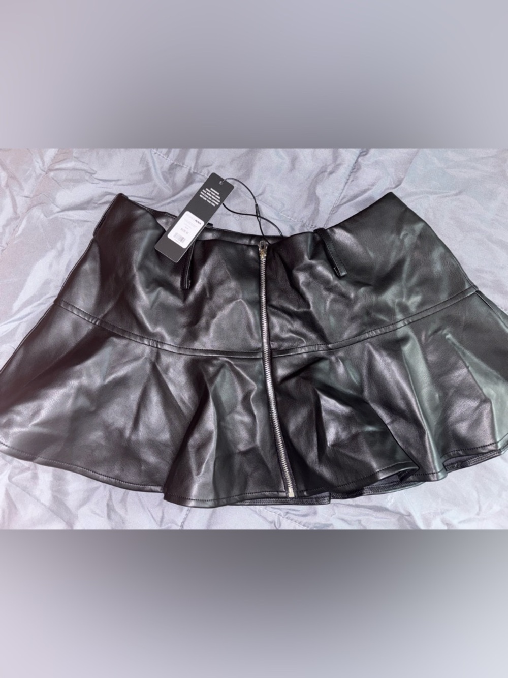 Black Faux Leather Skater Mini Skort